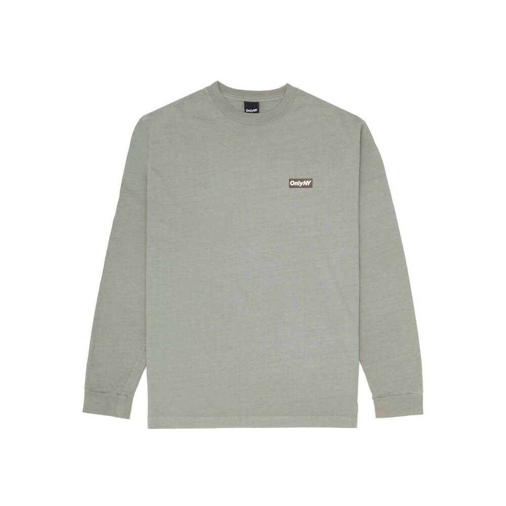 NEW ONLY NY men's block logo long sleeve tee shirt in light sage